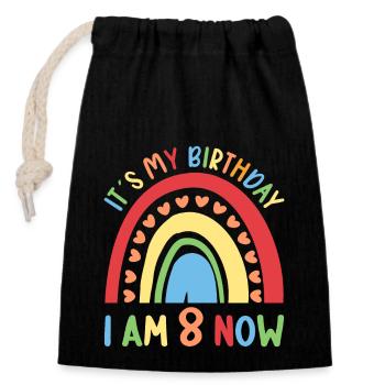 8 years Rainbow Rainbow 8th birthday - Closable cotton gift bag (14x20cm) - black - Front
