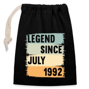 Né en juillet 1992 30 ans 30s 30e anniversaire - Sac cadeau en coton avec cordon (14 x 20 cm) - noir - Devant