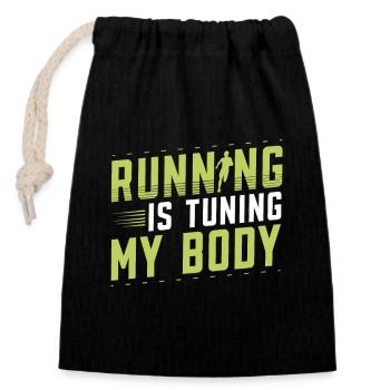 Courir, c’est régler mon body runner Marathon Trail - Sac cadeau en coton avec cordon (14 x 20 cm) - noir - Devant