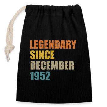 Born December 1952 70 years 70s 70th birthday - Closable cotton gift bag (14x20cm) - black - Front