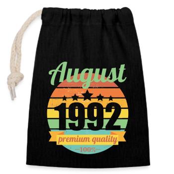 Né en août 1992 30 ans 30s 30e anniversaire - Sac cadeau en coton avec cordon (14 x 20 cm) - noir - Devant