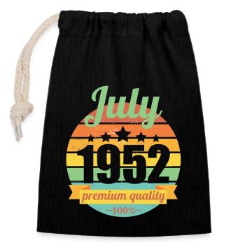 Born July 1952 70 years 70s 70th birthday - Closable cotton gift bag (14x20cm) - black - Front