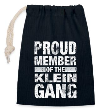 Klein Stolz Team Familie Geschenk - Verschließbarer Geschenkbeutel aus Baumwolle (14x20cm) - Navy - Vorne