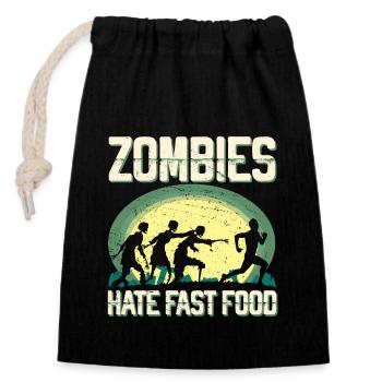Zombie Hate Fast Food Runner Marathon Vêtements - Sac cadeau en coton avec cordon (14 x 20 cm) - noir - Devant