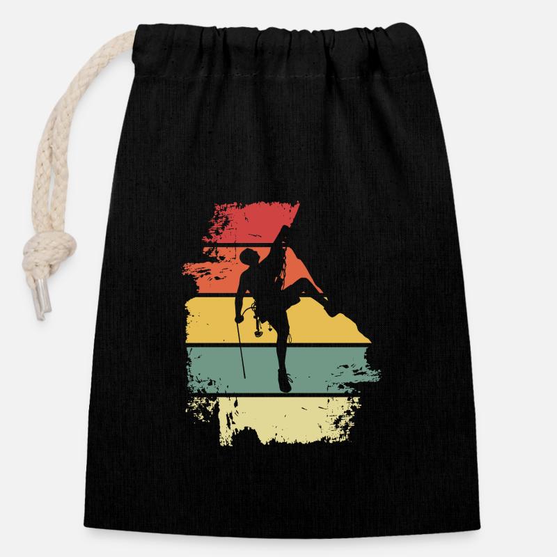 Rock Climbing - Closable cotton gift bag (14x20cm) - black