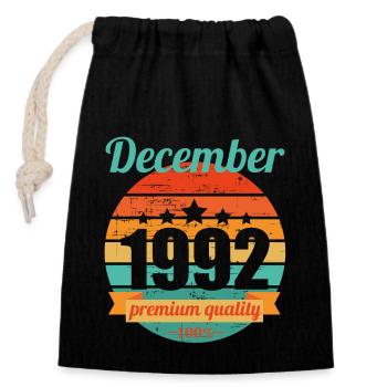 Né en décembre 1992 30 ans 30s 30e anniversaire - Sac cadeau en coton avec cordon (14 x 20 cm) - noir - Devant