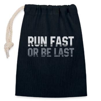 Run fast or be the last runner - Closable cotton gift bag (14x20cm) - navy - Front