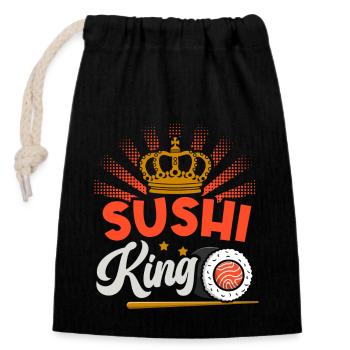 Sushi King Sushi Lovers Japan Japanese - Closable cotton gift bag (14x20cm) - black - Front