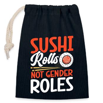 Sushi Rolls No Gender Roles - Closable cotton gift bag (14x20cm) - navy - Front