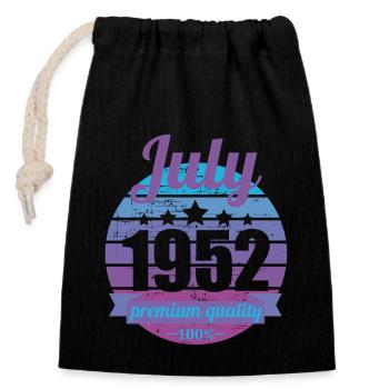Born July 1952 70 years 70s 70th birthday - Closable cotton gift bag (14x20cm) - black - Front
