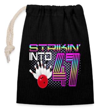 Frapper dans 47 Bowling Bowler 47e anniversaire - Sac cadeau en coton avec cordon (14 x 20 cm) - noir - Devant