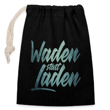 Waden statt Laden Fahrrad E-Bike Radtrikot - Verschließbarer Geschenkbeutel aus Baumwolle (14x20cm) - Schwarz - Vorne