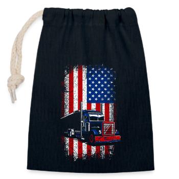 Drapeau américain Chauffeur de camion - Sac cadeau en coton avec cordon (14 x 20 cm) - bleu marine - Devant