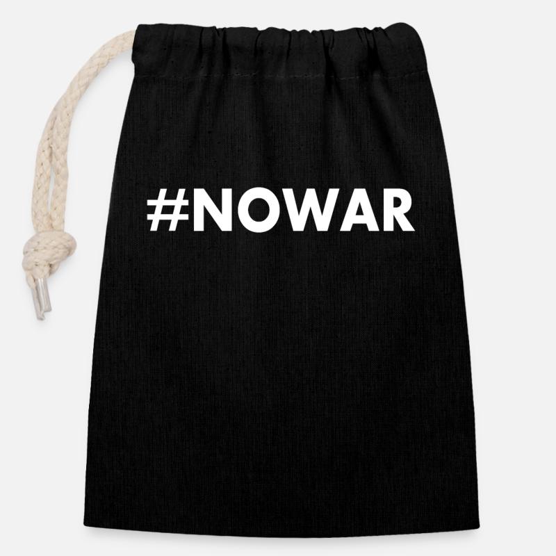No war - Closable cotton gift bag (14x20cm) - black
