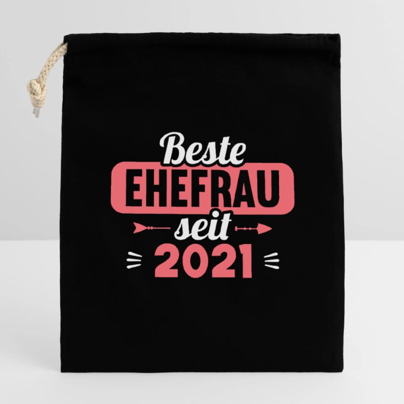 Beste Ehefrau Bester Ehemann seit 2021 Verschließbarer Geschenkbeutel aus Baumwolle (14x20cm)