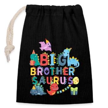 Big brother Saurus | Rawr Dinosaur Tshirt | - Closable cotton gift bag (14x20cm) - black - Front