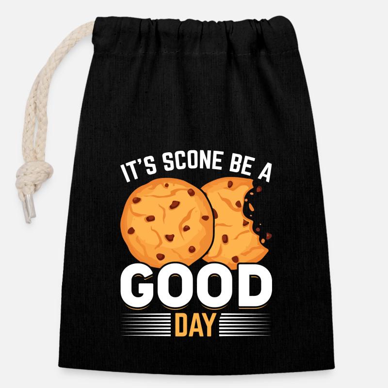 Bakery confectioner It's scone be a good Day - Closable cotton gift bag (14x20cm) - black