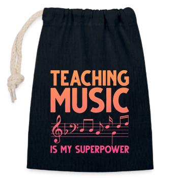 Teaching Music Is My Superpower - Closable cotton gift bag (14x20cm) - navy - Front