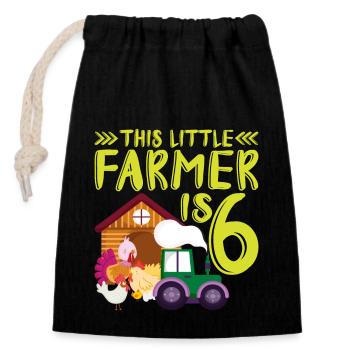Ce petit agriculteur est 6 ferme plus thématique - Sac cadeau en coton avec cordon (14 x 20 cm) - noir - Devant