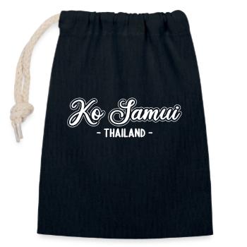 Vintage Thailand Vacation Asia Sunset Ko Samui - Closable cotton gift bag (14x20cm) - navy - Front