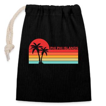 Vintage Thailand Asia Sunset Phi Phi Islands - Closable cotton gift bag (14x20cm) - black - Front