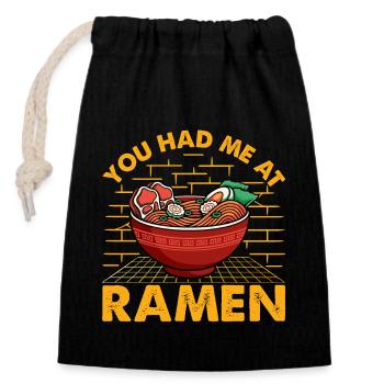 Tu m’as eu à Ramen - Sac cadeau en coton avec cordon (14 x 20 cm) - noir - Devant