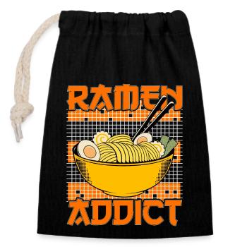 Ramen Addict - Verschließbarer Geschenkbeutel aus Baumwolle (14x20cm) - Schwarz - Vorne