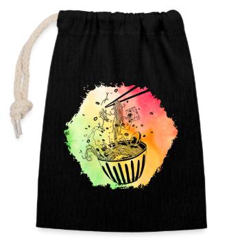 Ramen - Closable cotton gift bag (14x20cm) - black - Front