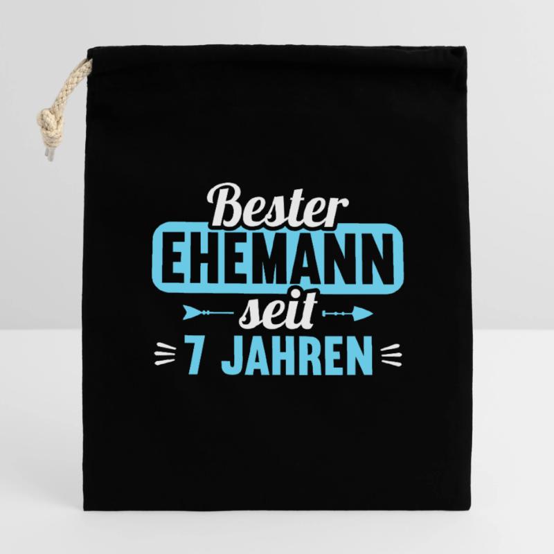 Beste Ehefrau Bester Ehemann seit 7 Jahren Verschließbarer Geschenkbeutel aus Baumwolle (14x20cm)