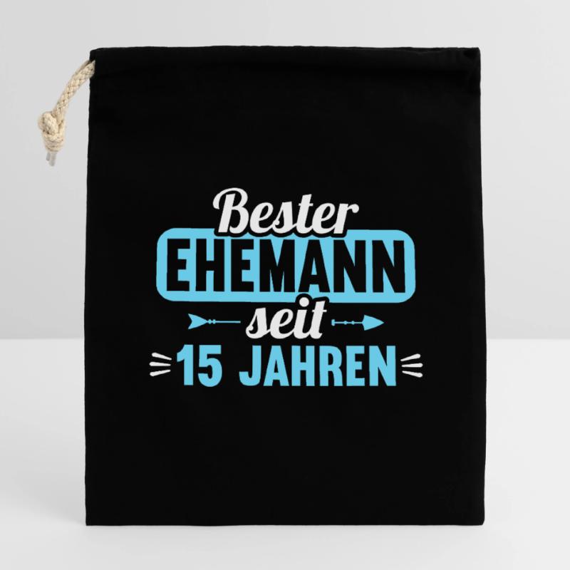 Beste Ehefrau Bester Ehemann seit 15 Jahren Verschließbarer Geschenkbeutel aus Baumwolle (14x20cm)
