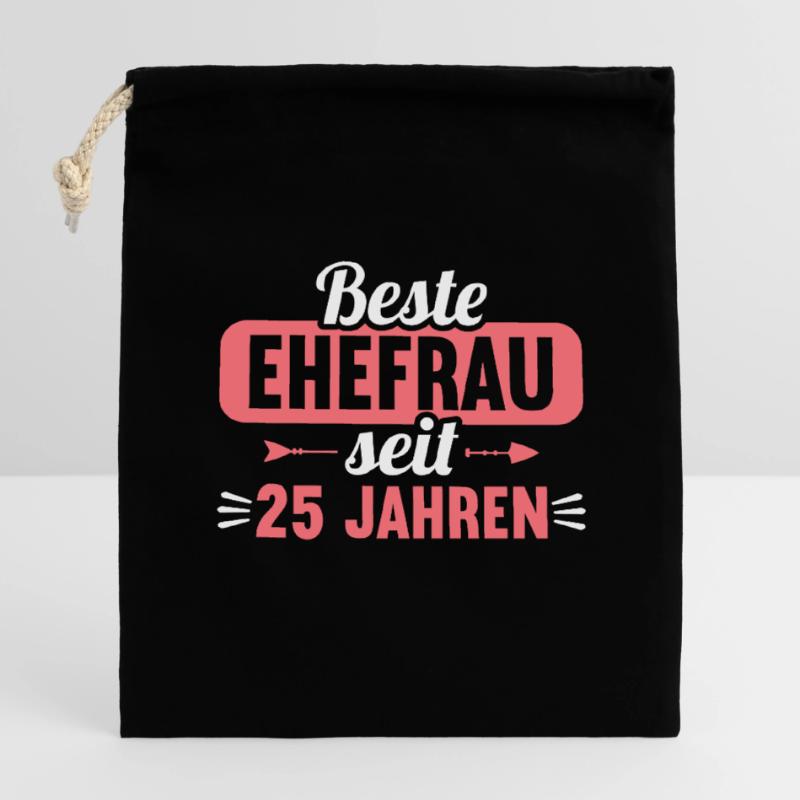 Beste Ehefrau Bester Ehemann seit 25 Jahren Verschließbarer Geschenkbeutel aus Baumwolle (14x20cm)