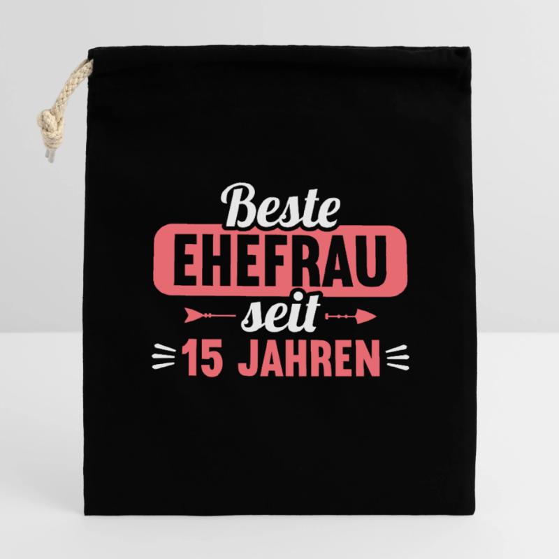 Beste Ehefrau Bester Ehemann seit 15 Jahren Verschließbarer Geschenkbeutel aus Baumwolle (14x20cm)