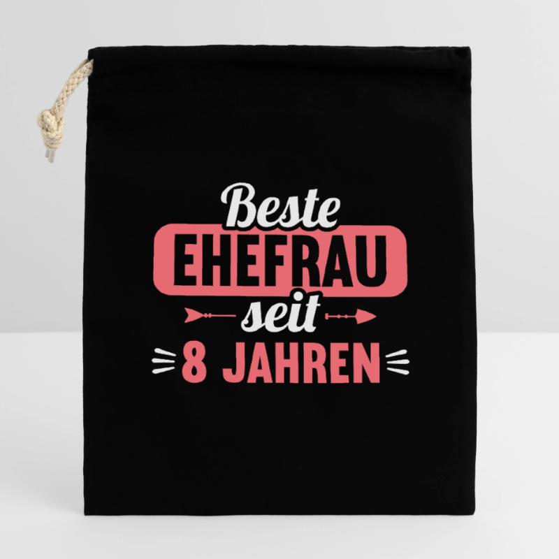 Beste Ehefrau Bester Ehemann seit 8 Jahren Verschließbarer Geschenkbeutel aus Baumwolle (14x20cm)