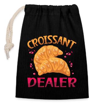 Croissant Dealer | Bake Tshirt | - Closable cotton gift bag (14x20cm) - black - Front