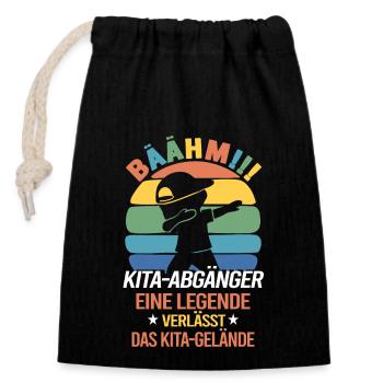 Kita Abgänger 2026 Abschied Kindergarten - Verschließbarer Geschenkbeutel aus Baumwolle (14x20cm) - Schwarz - Vorne