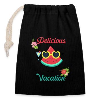 Drôle de fruit pastèque délicieux plaisir de vacances - Sac cadeau en coton avec cordon (14 x 20 cm) - noir - Devant