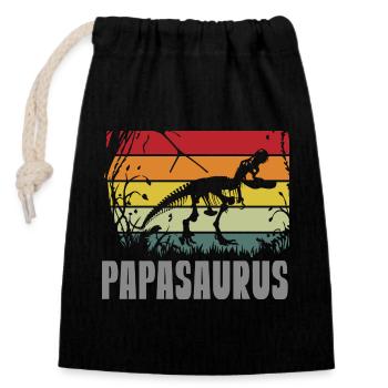 Papasaurus Papa Dinosaure Fête des Pères Journée des Hommes - Sac cadeau en coton avec cordon (14 x 20 cm) - noir - Devant