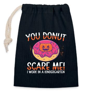 She Donut Scare Me Kindergarten travail | Beignet - Sac cadeau en coton avec cordon (14 x 20 cm) - bleu marine - Devant