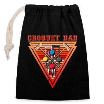 Croquet Dad - Closable cotton gift bag (14x20cm) - black - Front