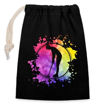 Croquet Retro - Closable cotton gift bag (14x20cm) - black - Front