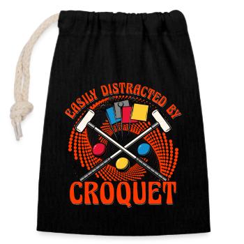 Easily Distracted by Croquet - Closable cotton gift bag (14x20cm) - black - Front