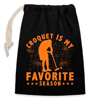 Croquet is my favorite Season - Closable cotton gift bag (14x20cm) - black - Front