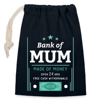 Bank der Mutter - Verschließbarer Geschenkbeutel aus Baumwolle (14x20cm) - Navy - Vorne