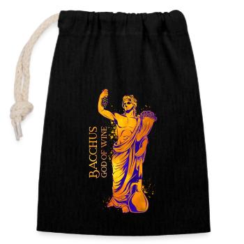 Dieu du Vin - Bacchus - Sac cadeau en coton avec cordon (14 x 20 cm) - noir - Devant