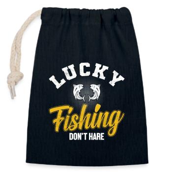Fish Fishing Happiness Fishing Claim - Closable cotton gift bag (14x20cm) - navy - Front