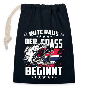 Rute raus der Spass beginnt - Verschließbarer Geschenkbeutel aus Baumwolle (14x20cm) - Navy - Vorne