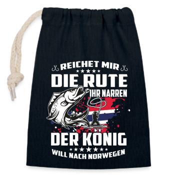 Norway Fishing - Verschließbarer Geschenkbeutel aus Baumwolle (14x20cm) - Navy - Vorne