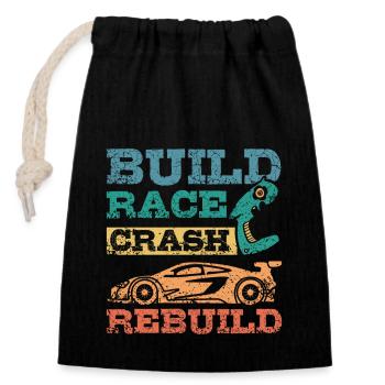 Build race crash rebuild RC car - Verschließbarer Geschenkbeutel aus Baumwolle (14x20cm) - Schwarz - Vorne