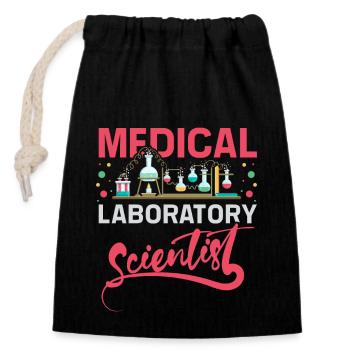 Sientiste de laboratoire médical - Sac cadeau en coton avec cordon (14 x 20 cm) - noir - Devant