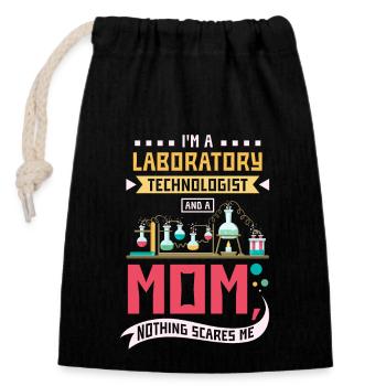 Laboratory technologist and a mom - Verschließbarer Geschenkbeutel aus Baumwolle (14x20cm) - Schwarz - Vorne
